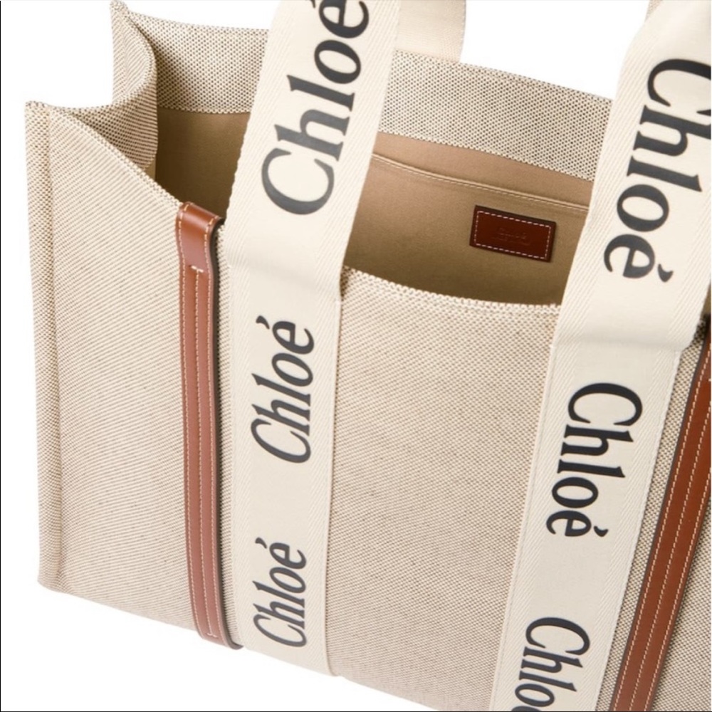 Chloe Woody Canvas & Leather Large Tote